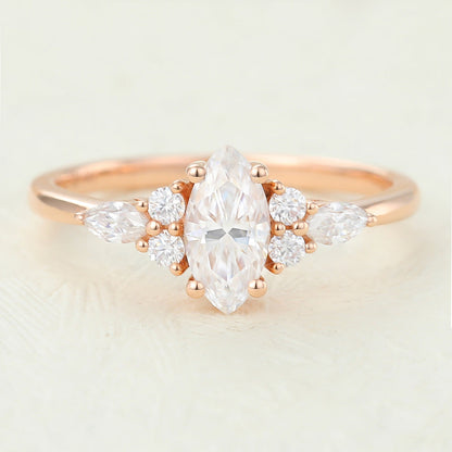 Marquise Cluster Lab-Grown Diamond Engagement Ring