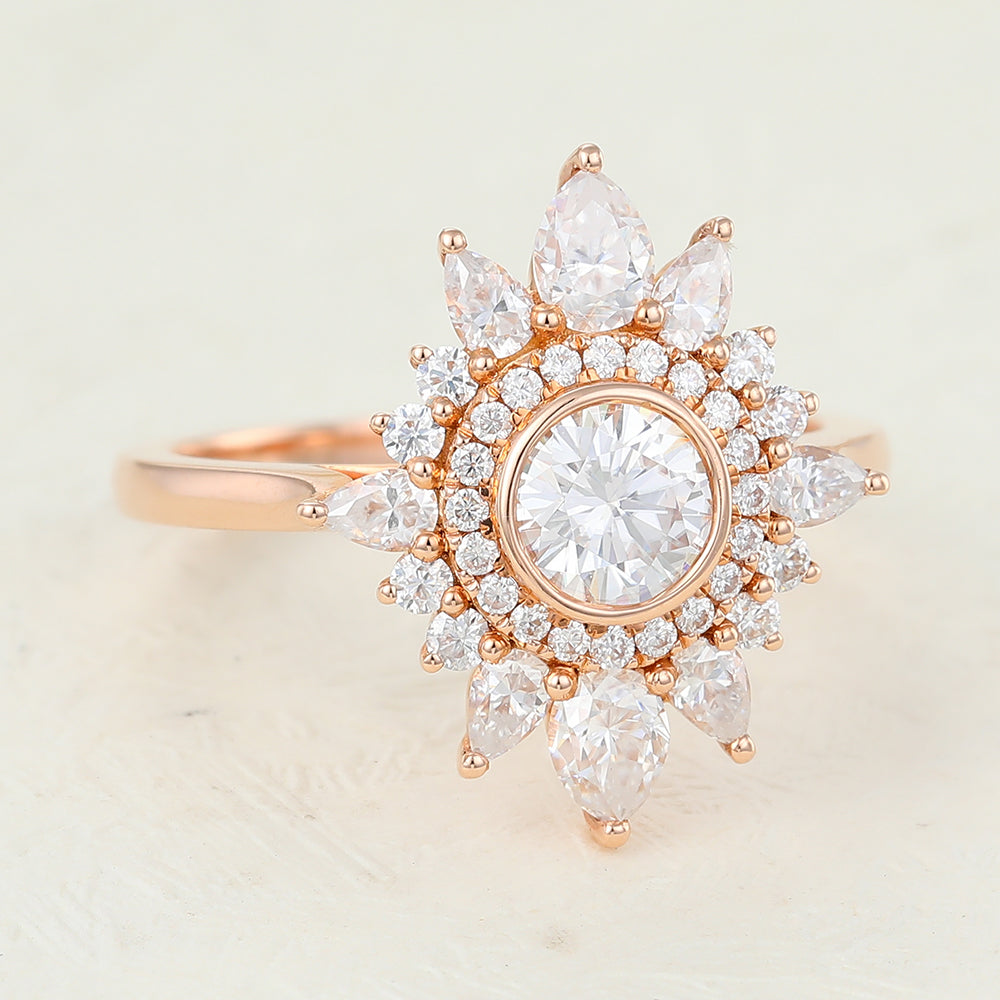 Round Cluster Lab-Grown Diamond Engagement Ring