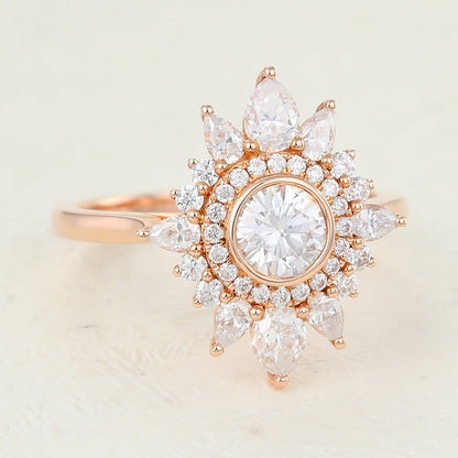 Round Cluster Lab-Grown Diamond Engagement Ring
