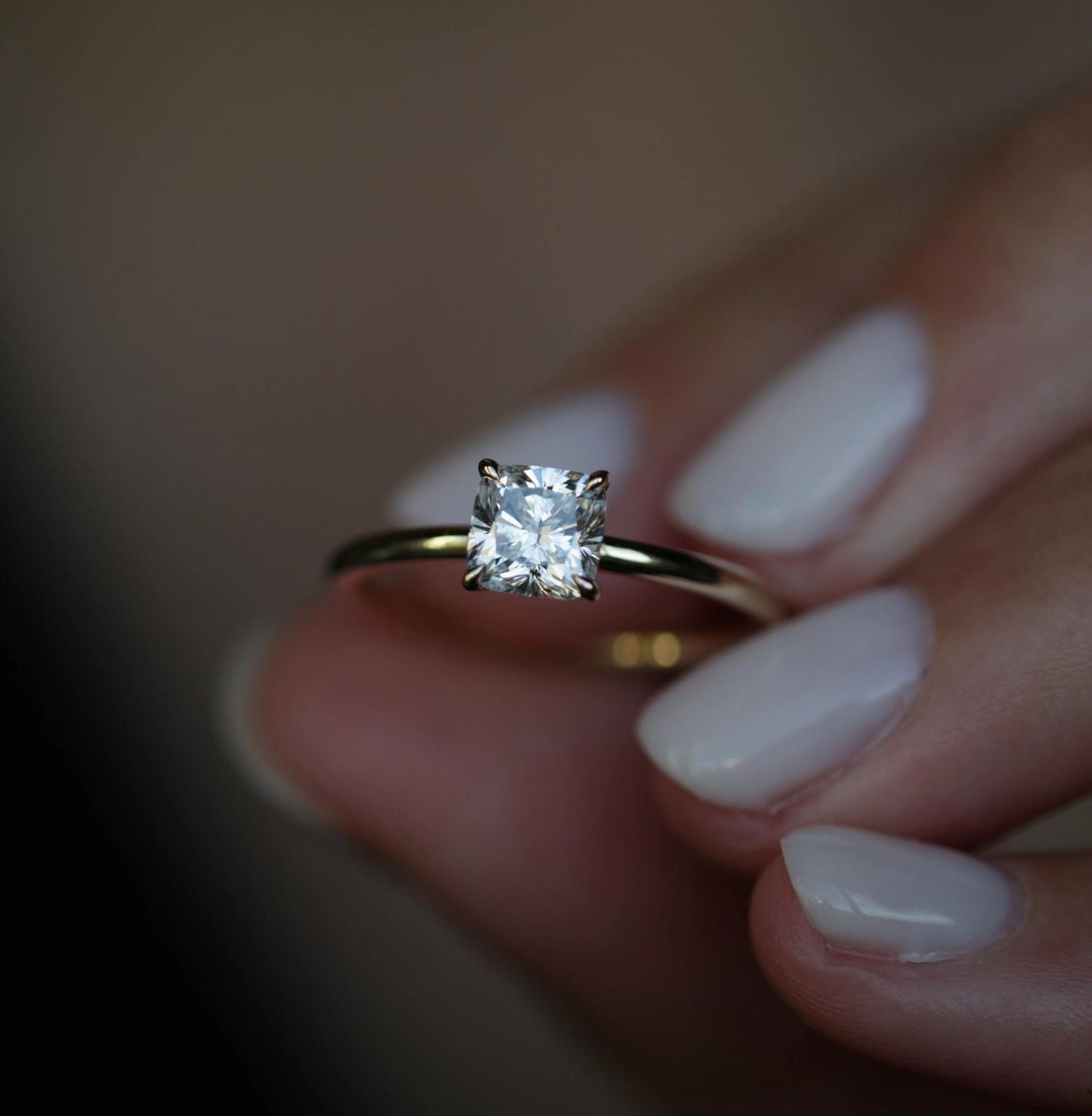 Cushion Solitaire Lab Grown Diamond Engagement Ring