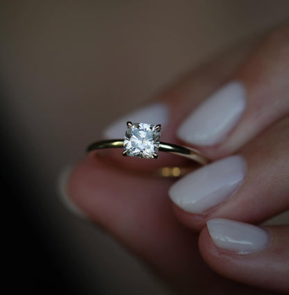 Cushion Solitaire Lab Grown Diamond Engagement Ring