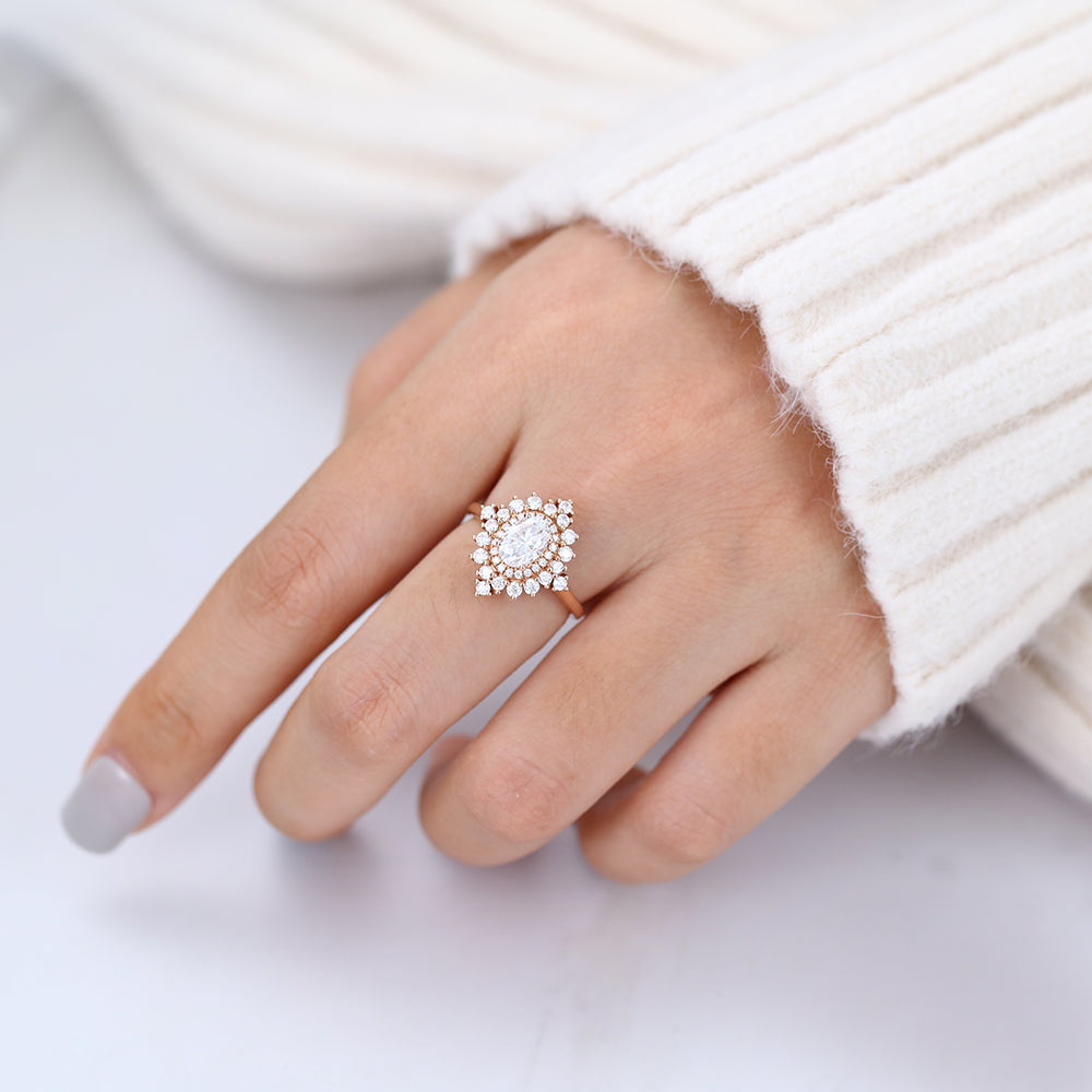 Oval Cluster Lab-Grown Diamond Engagement Ring
