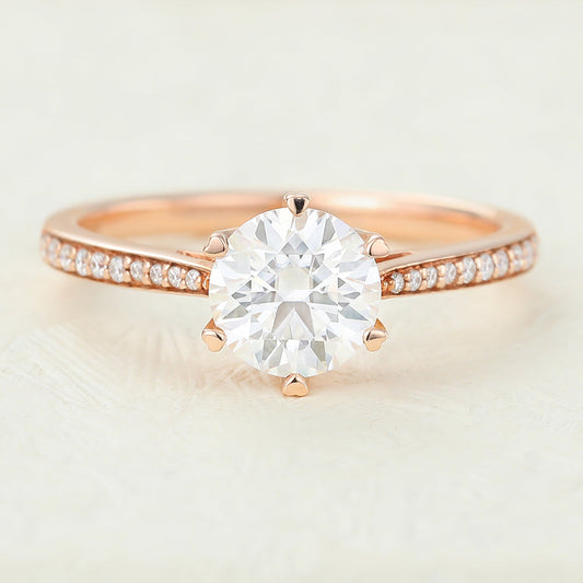 Round Pave Lab-Grown Diamond Engagement Ring
