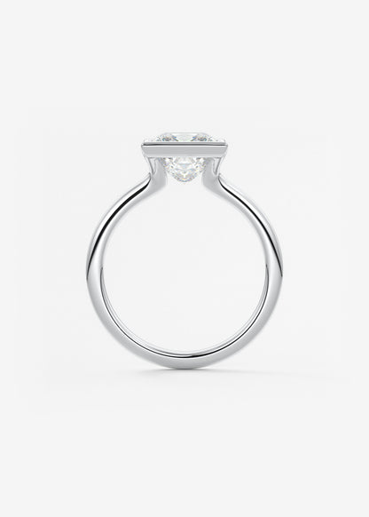 Princess Half Bezel Lab Grown Diamond Engagement Ring