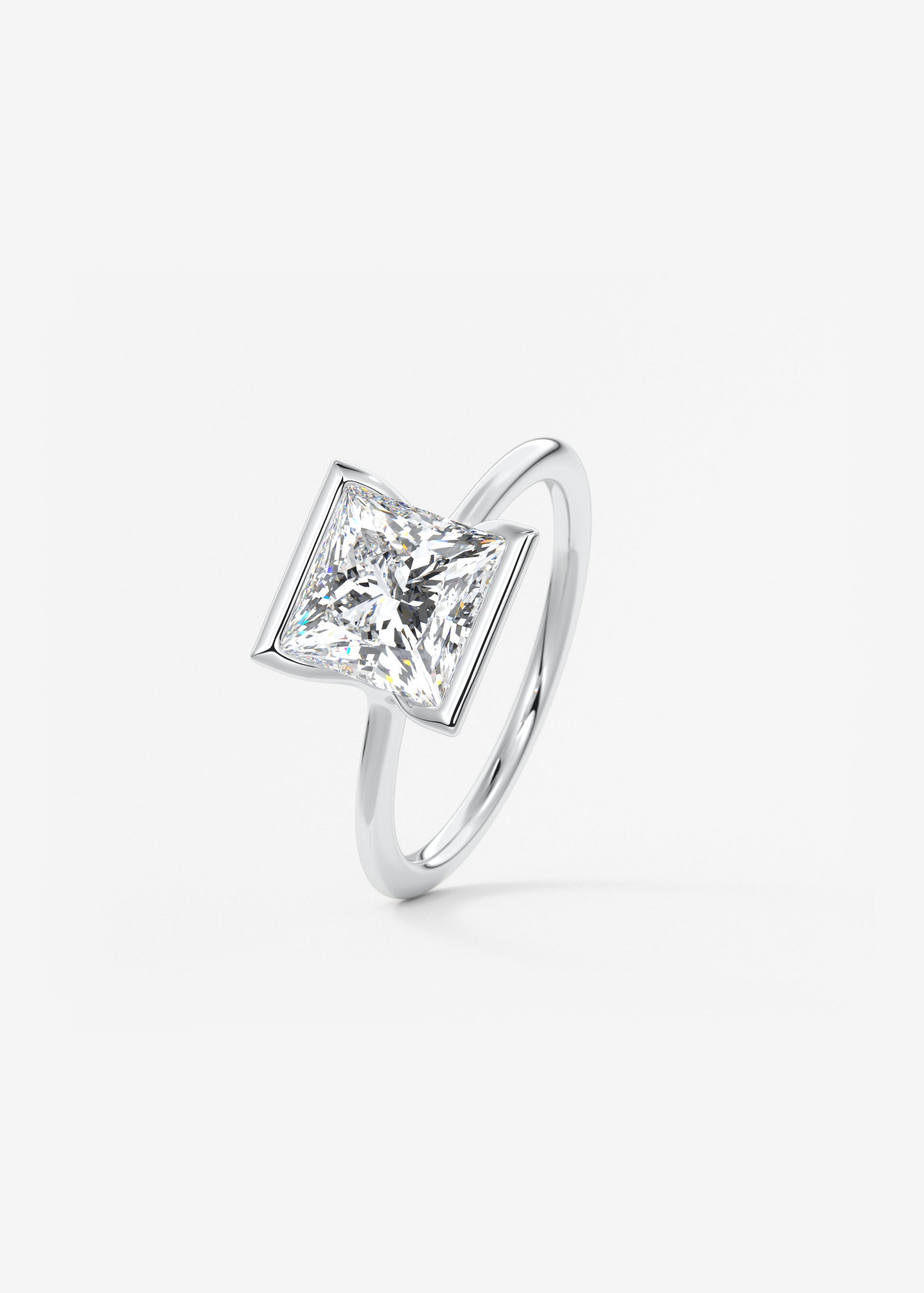 Princess Half Bezel Lab Grown Diamond Engagement Ring