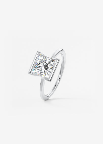 Princess Half Bezel Lab Grown Diamond Engagement Ring