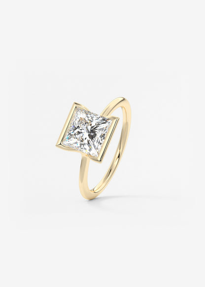 Princess Half Bezel Lab Grown Diamond Engagement Ring