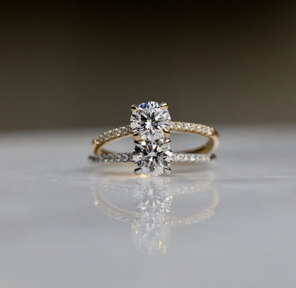Round Cut Pave Lab Grown Diamond Engagement Ring
