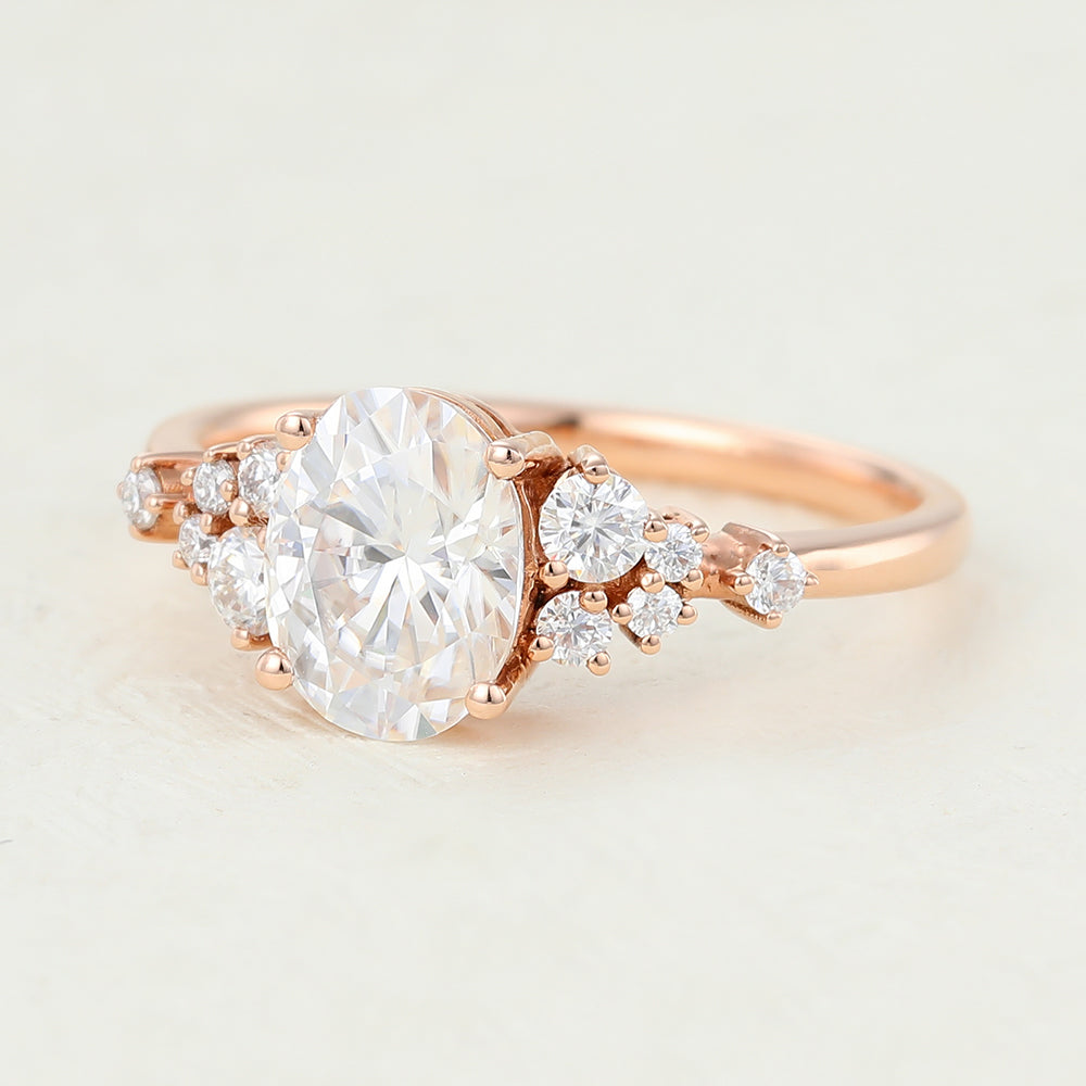 Oval Cluster Lab-Grown Diamond Engagement Ring