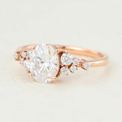 Oval Cluster Lab-Grown Diamond Engagement Ring