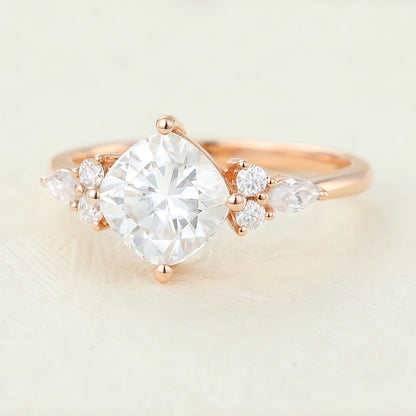 Cushion Cluster Lab-Grown Diamond Engagement Ring