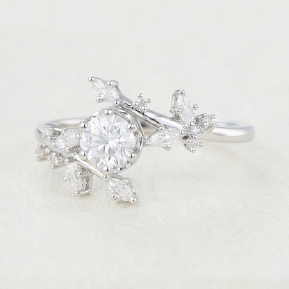 Round Cluster Lab-Grown Diamond Engagement Ring