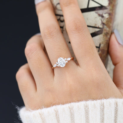 Oval Cluster Twisted Shank Lab-Grown Diamond Engagement Ring
