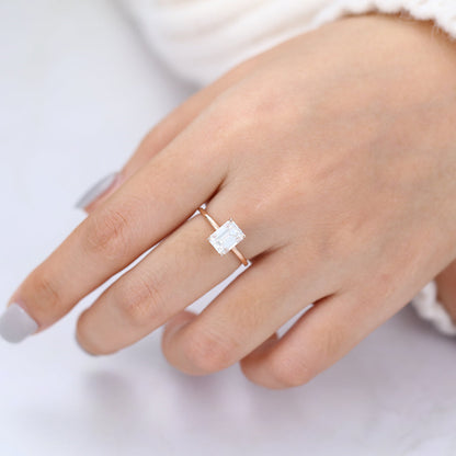 Emerald Solitaire Lab-Grown Diamond Engagement Ring