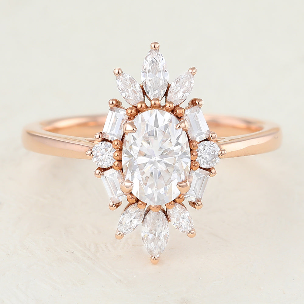 Oval Cluster Lab-Grown Diamond Engagement Ring