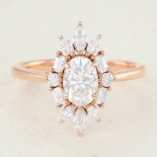 Oval Cluster Lab-Grown Diamond Engagement Ring