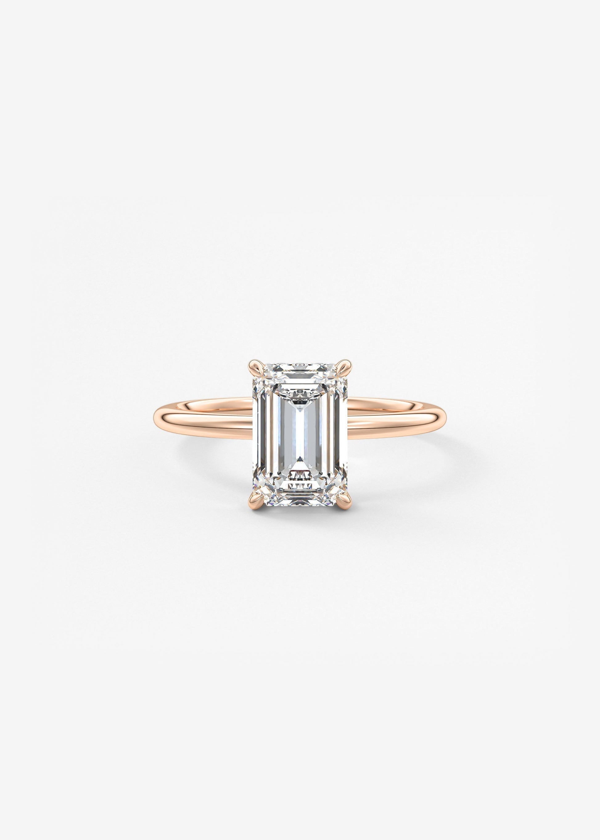 Emerald Hidden Halo Lab Grown Diamond Engagement Ring