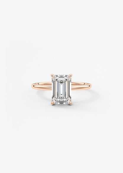 Emerald Hidden Halo Lab Grown Diamond Engagement Ring