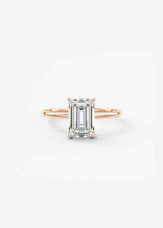 Emerald Hidden Halo Lab Grown Diamond Engagement Ring