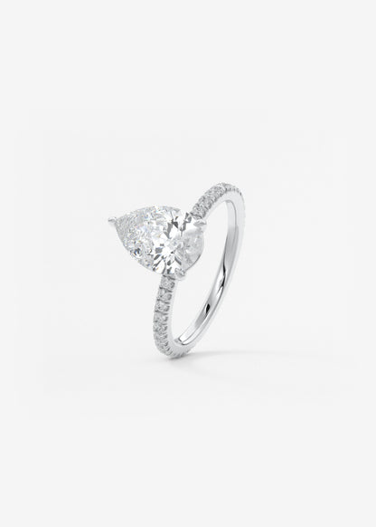 Pear Pave Lab Grown Diamond Engagement Ring