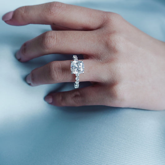 Cushion Hidden Halo & Pave Lab Grown Diamond Engagement Ring