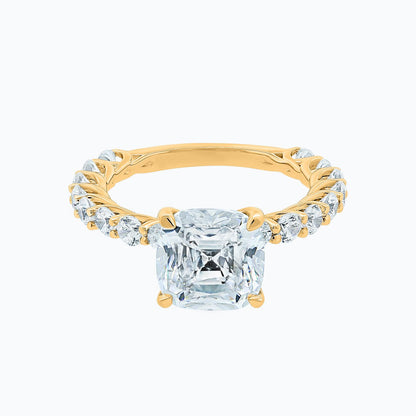 Cushion Hidden Halo & Pave Lab Grown Diamond Engagement Ring