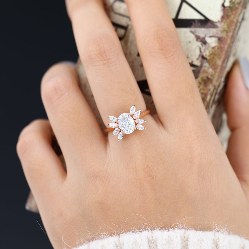 Oval Cluster Lab-Grown Diamond Engagement Ring