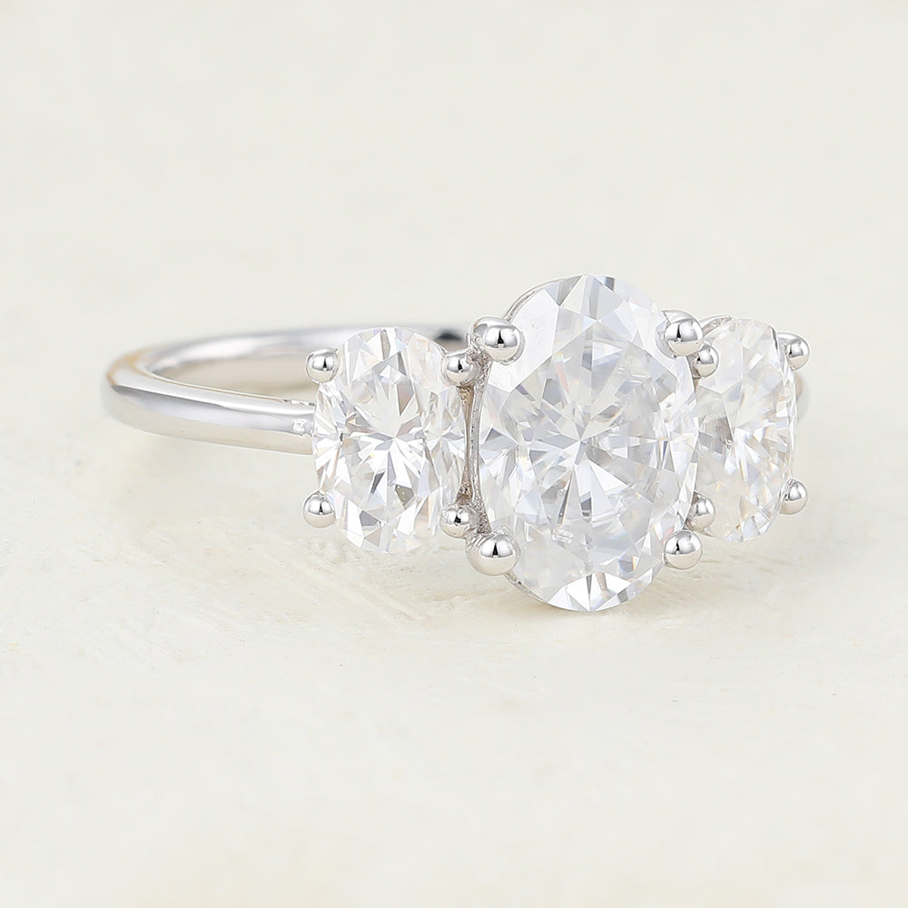Oval Three Stone Lab-Grown Diamond Engagement Ring