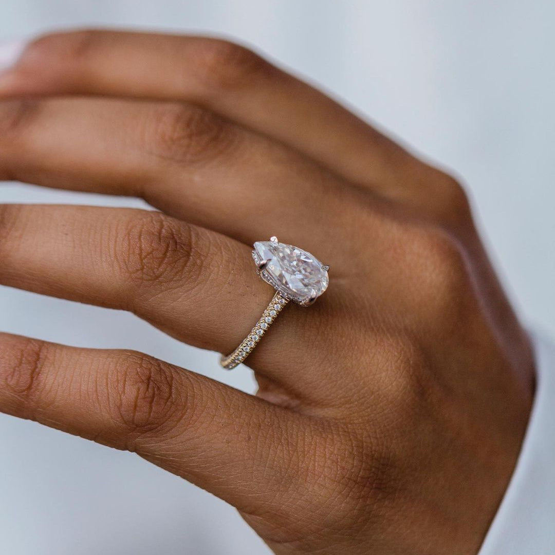 Pear Pave Lab Grown Diamond Engagement Ring