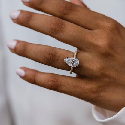 Pear Pave Lab Grown Diamond Engagement Ring