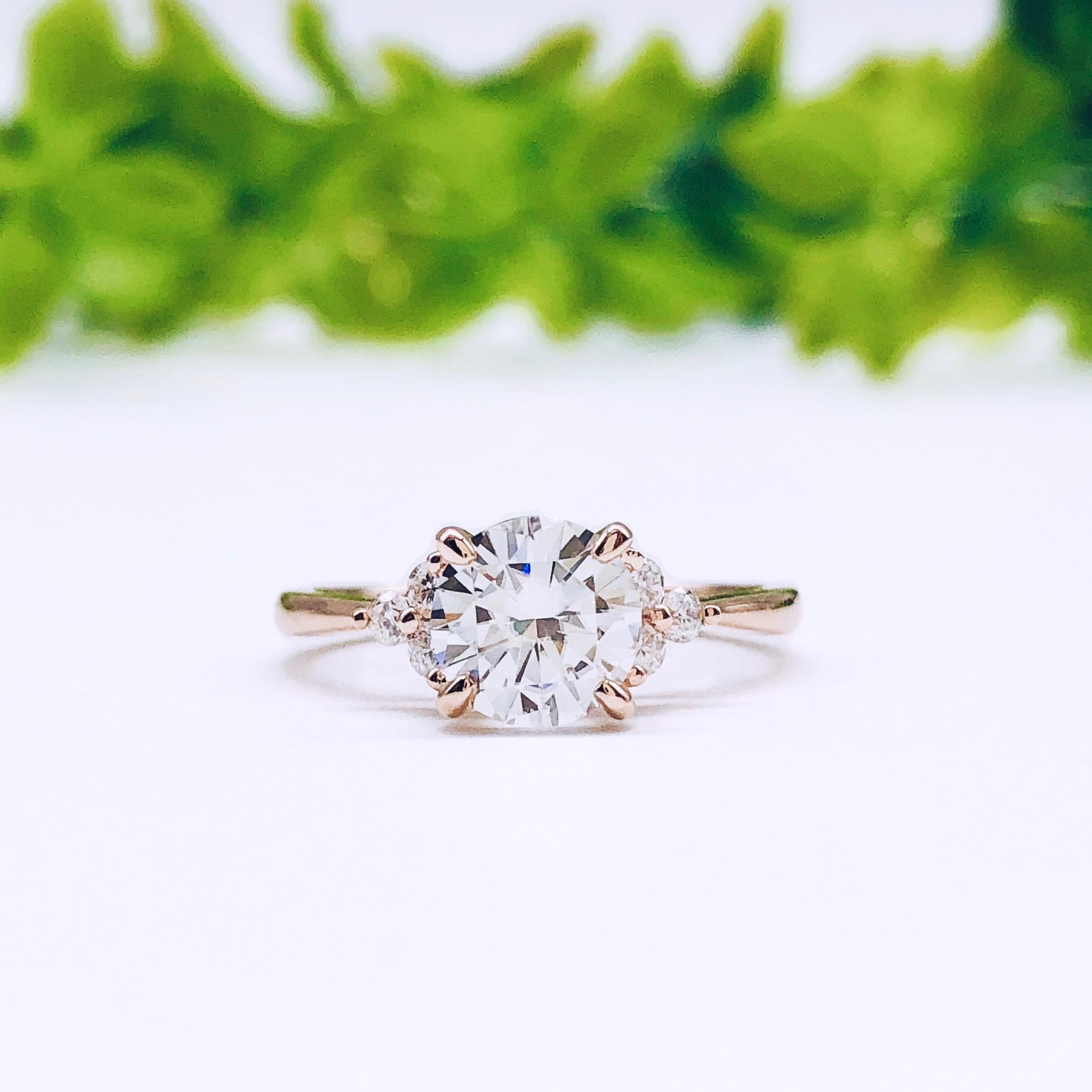 2.65 CT Round Cut Cluster Moissanite Engagement Ring 6