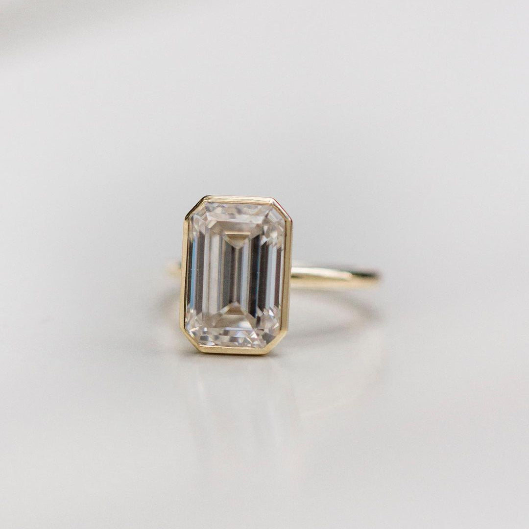 Emerald Solitaire Lab Grown Diamond Engagement Ring