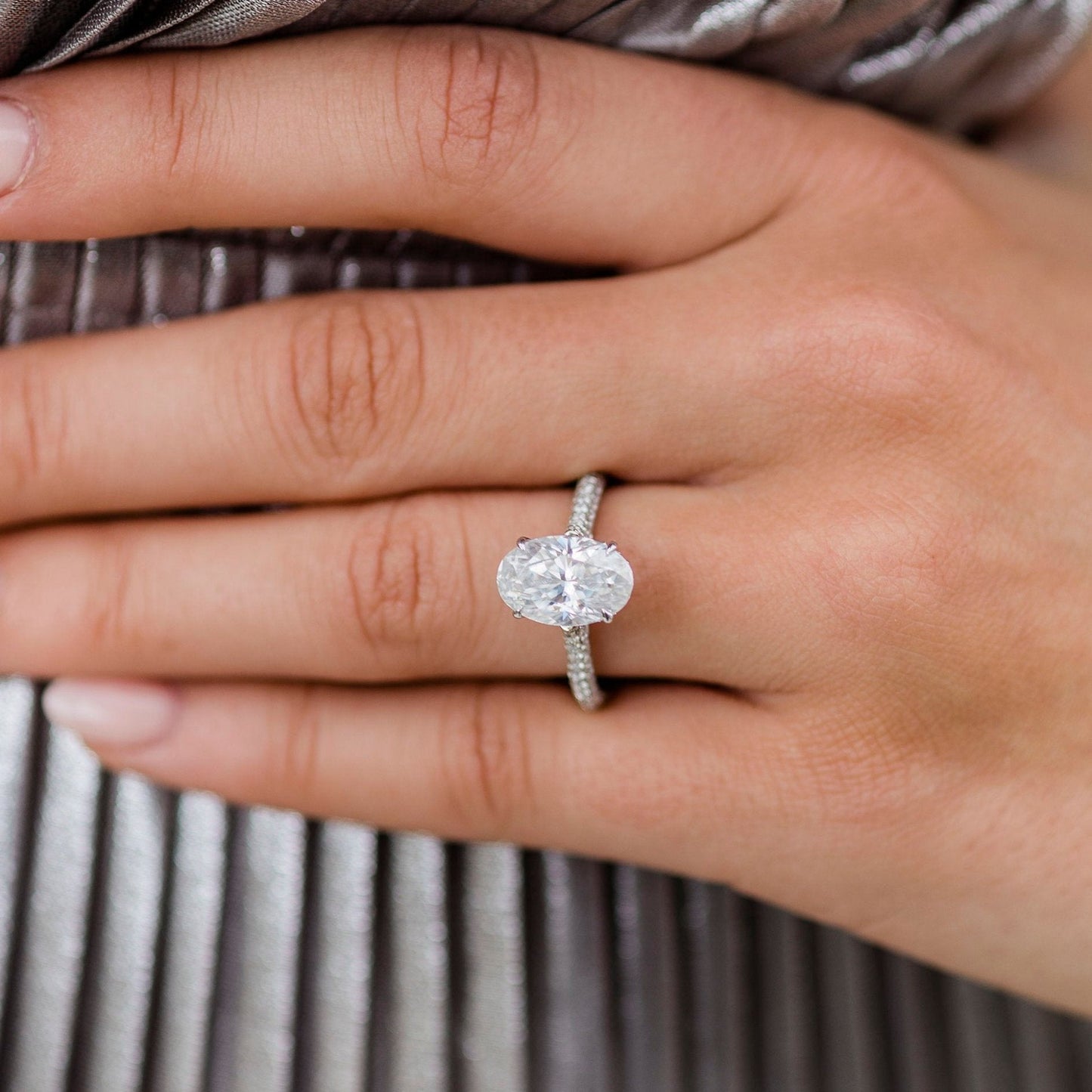 Oval Pave Lab Grown Diamond Engagement Ring