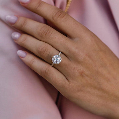 Round Pave Lab Grown Diamond Engagement Ring