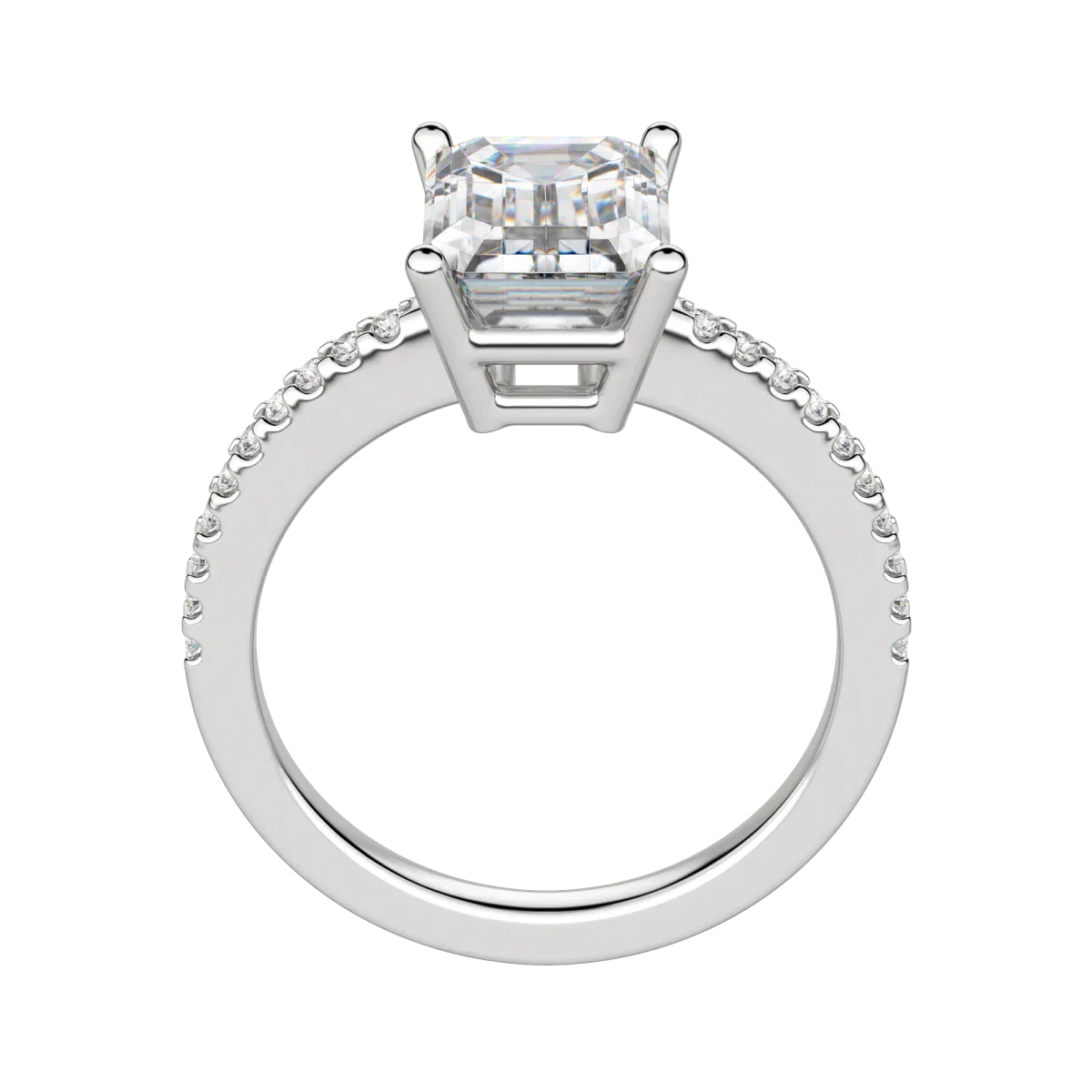 2.30 CT Emerald Solitaire Moissanite Engagement Ring With Pave Setting 5