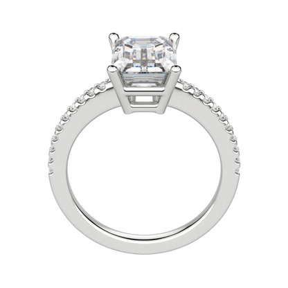 2.30 CT Emerald Solitaire Moissanite Engagement Ring With Pave Setting 5
