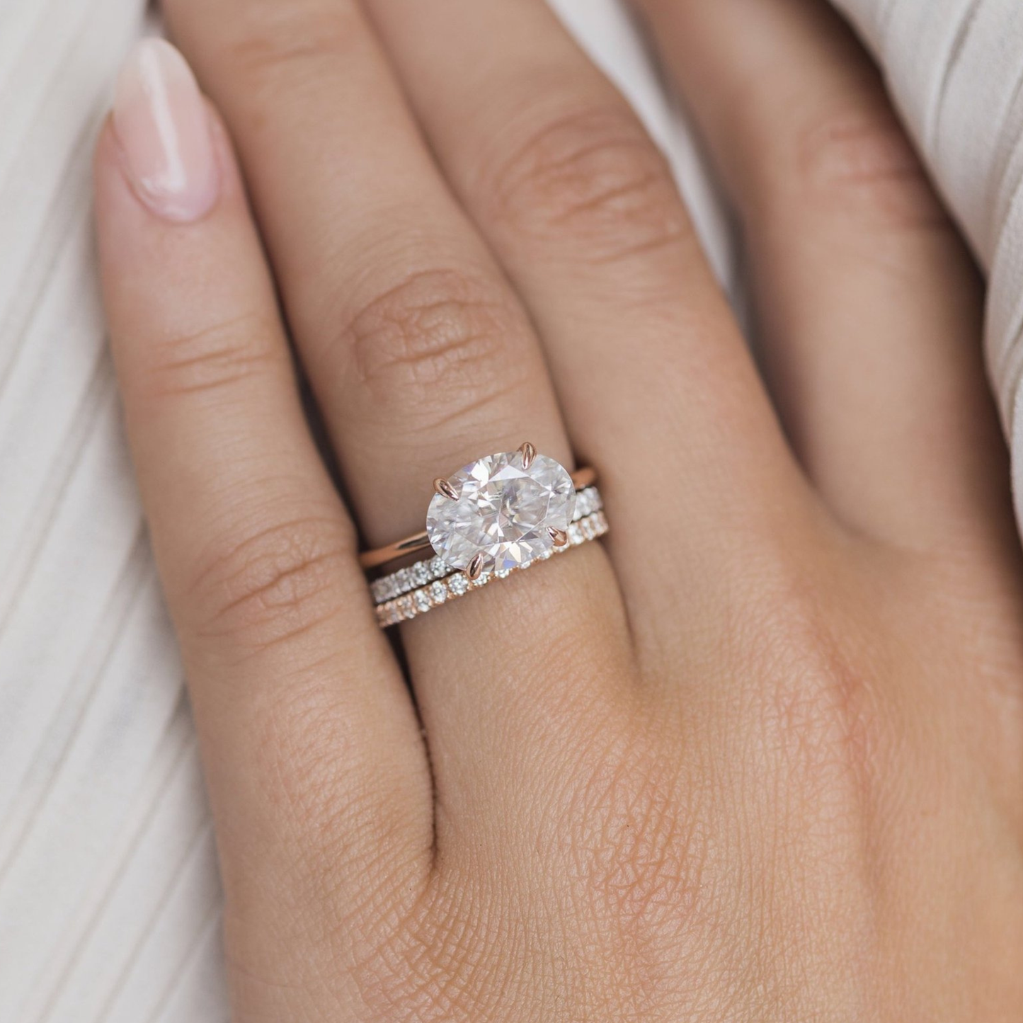 East West Oval Solitaire Lab Grown Diamond Engagement Ring
