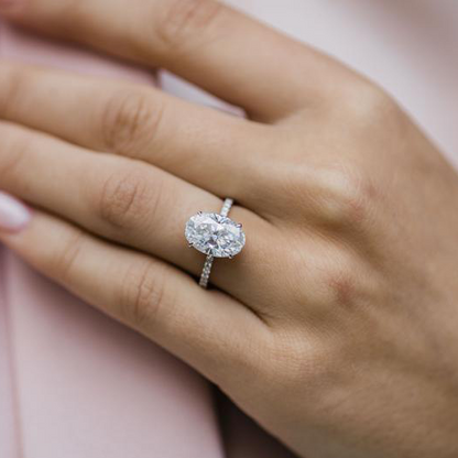 Oval Pave Lab Grown Diamond Engagement Ring