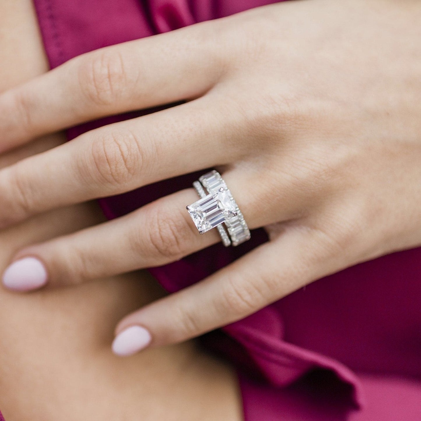 Emerald Pave Lab Grown Diamond Engagement Ring