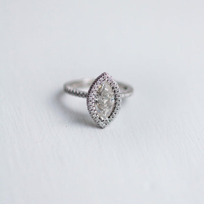 Marquise Halo & Pave Lab Grown Diamond Engagement Ring