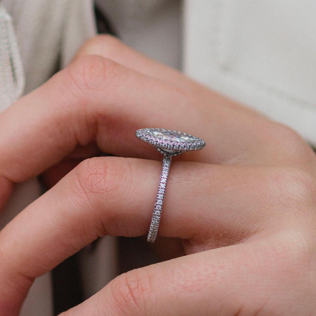 Marquise Halo & Pave Lab Grown Diamond Engagement Ring