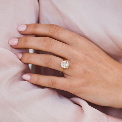 Elongated Cushion Solitaire Lab Grown Diamond Engagement Ring