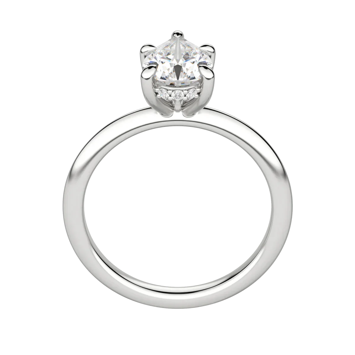 1.33 CT Pear Solitaire Moissanite Engagement Ring With Hidden Halo Setting 6