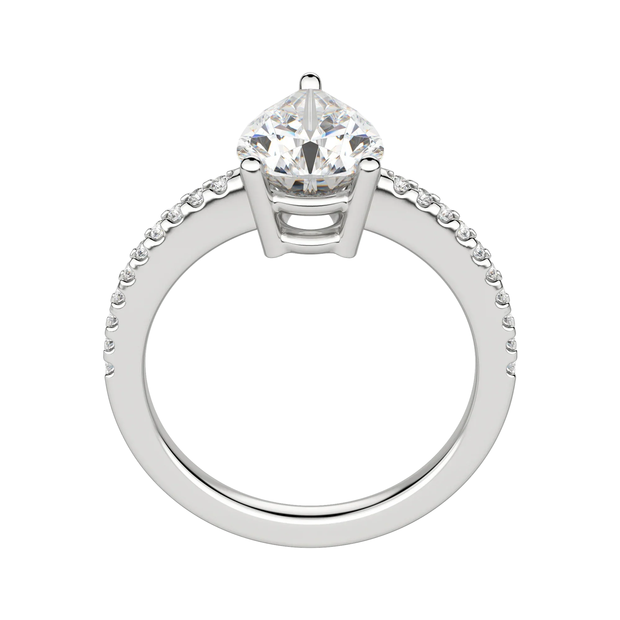 1.33 CT Pear Cut Solitaire Pave Moissanite Engagement Ring 5