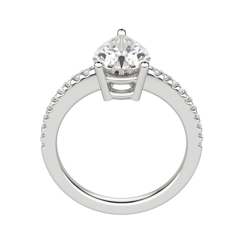 1.33 CT Pear Cut Solitaire Pave Moissanite Engagement Ring 5