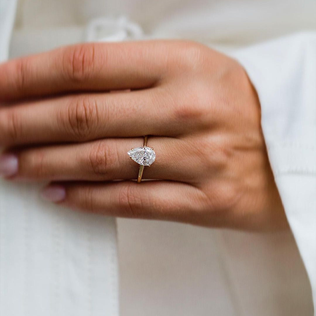 Pear Solitaire Lab Grown Diamond Engagement Ring