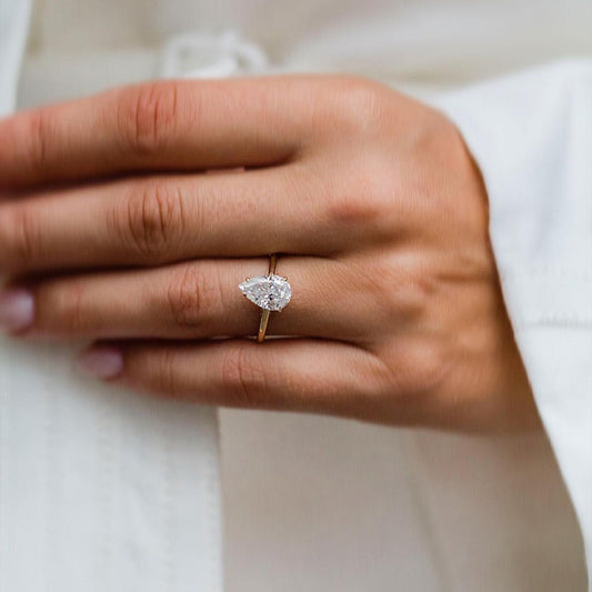 Pear Solitaire Lab Grown Diamond Engagement Ring