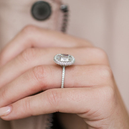 Cushion Halo & Pave Lab Grown Diamond Engagement Ring
