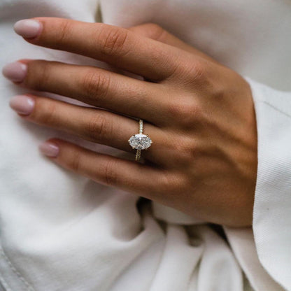 Oval Hidden Halo & Pave Lab Grown Diamond Engagement Ring