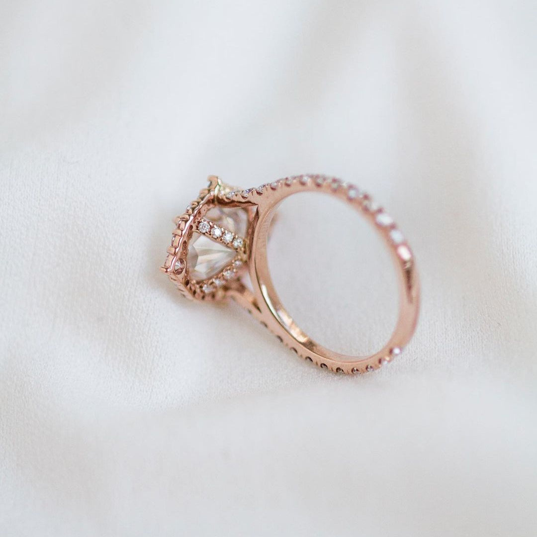 Pear Halo & Pave Cathedral Lab Grown Diamond Engagement Ring